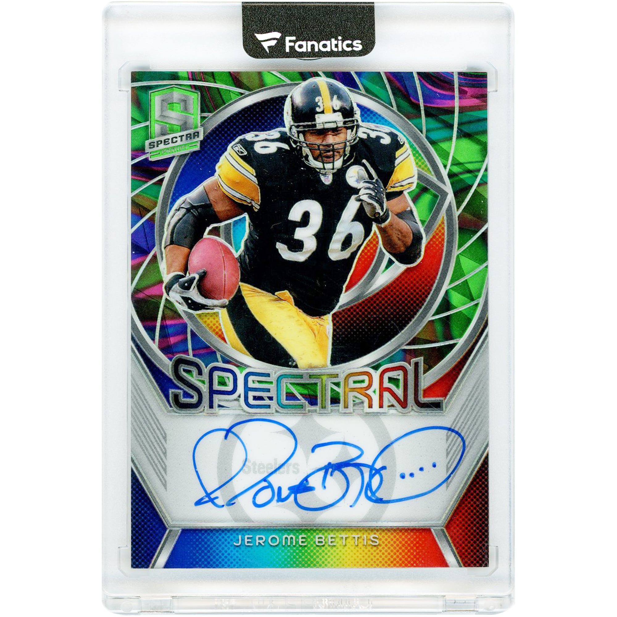 Jerome Bettis Pittsburgh Steelers Autographed 2024 Panini Spectra Neon Marble #SS-JBS #1/4 Card