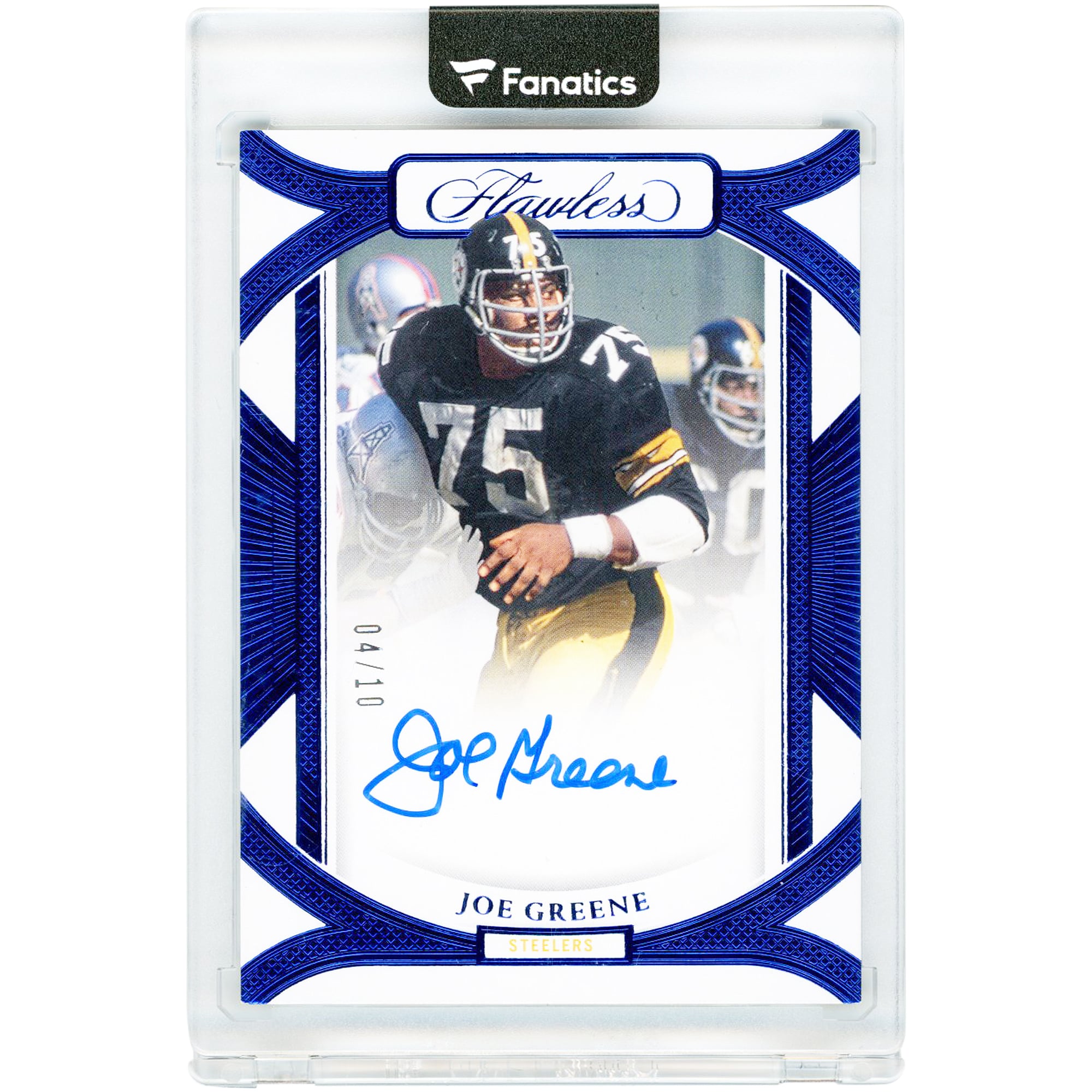 Carte autographiée de Joe Greene (Pittsburgh Steelers) - Panini Flawless Sapphire Frame Signatures 2024 #FFS-JGE #4/10