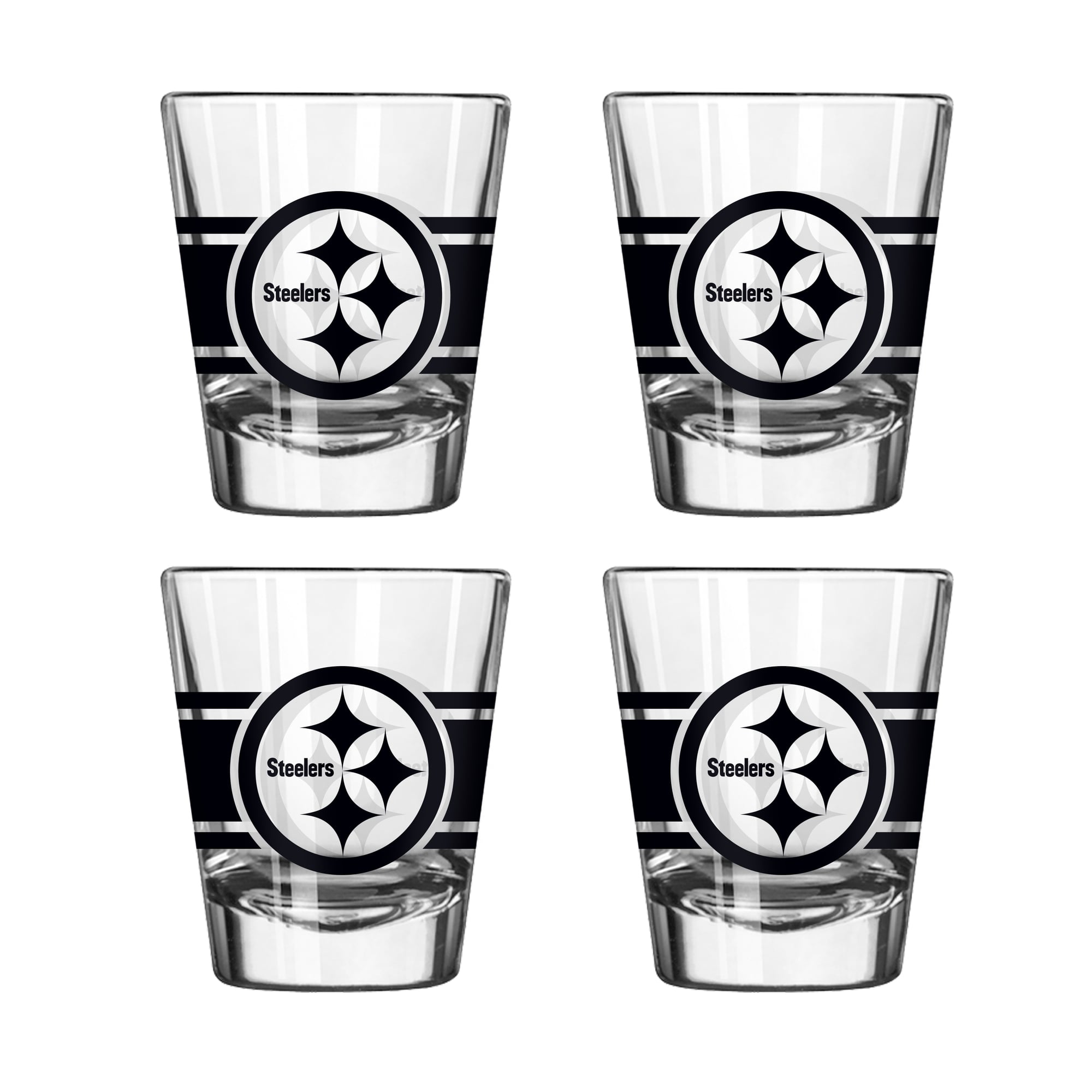 Logo Brands Pittsburgh Steelers Four-Piece Stripe Shot Glass Set