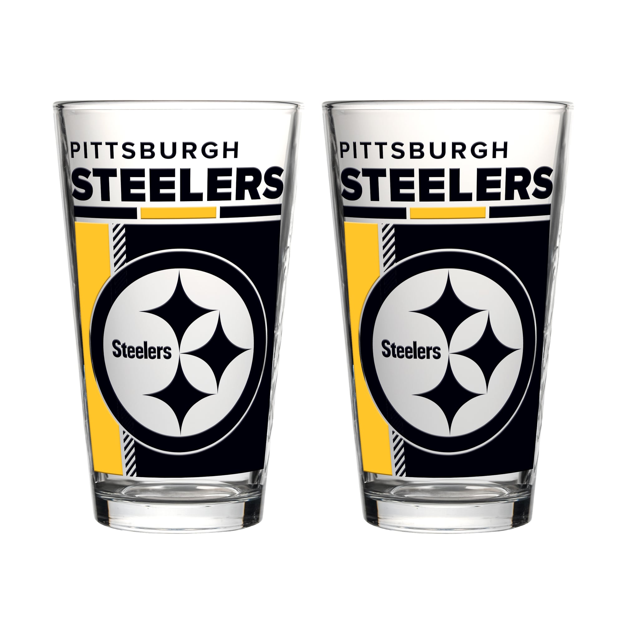 Ensemble de deux verres à bière de 473 ml (16 oz) Logo Brands Pittsburgh Steelers