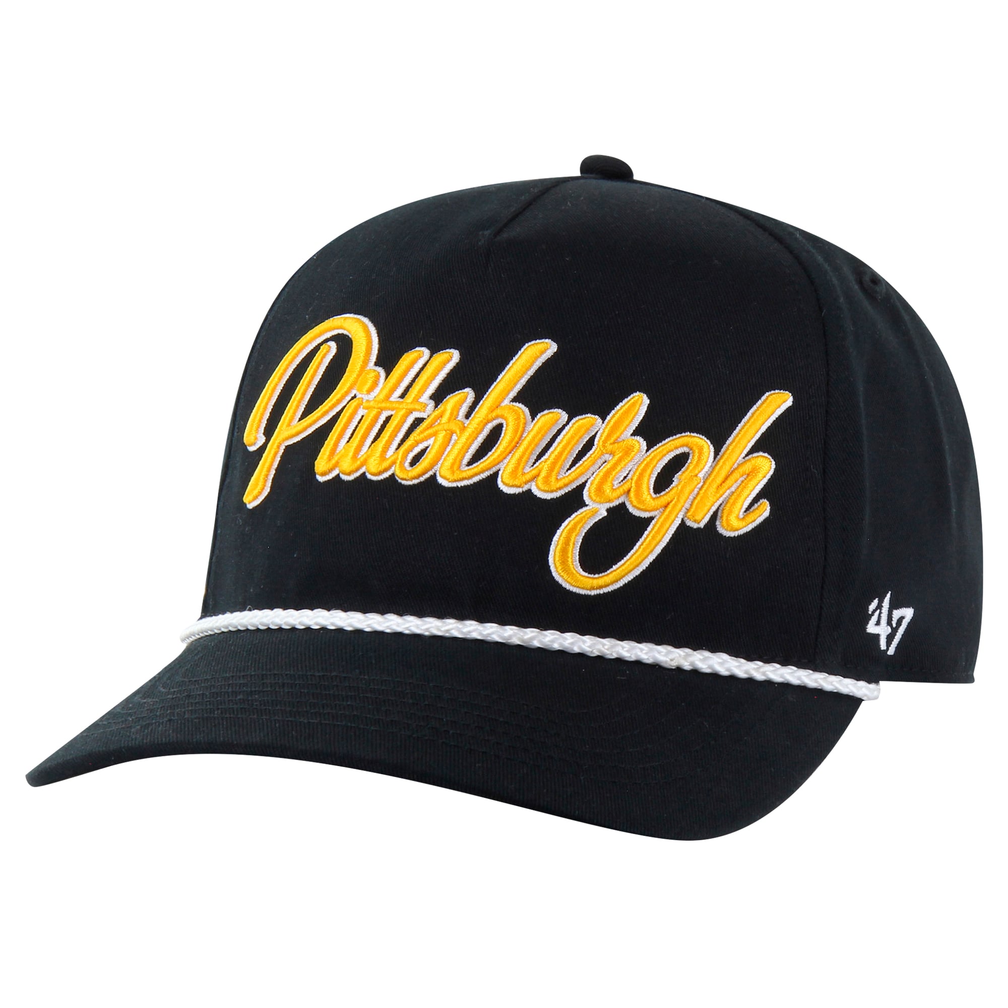 Men's '47 Black Pittsburgh Steelers Overhand Hitch Adjustable Hat