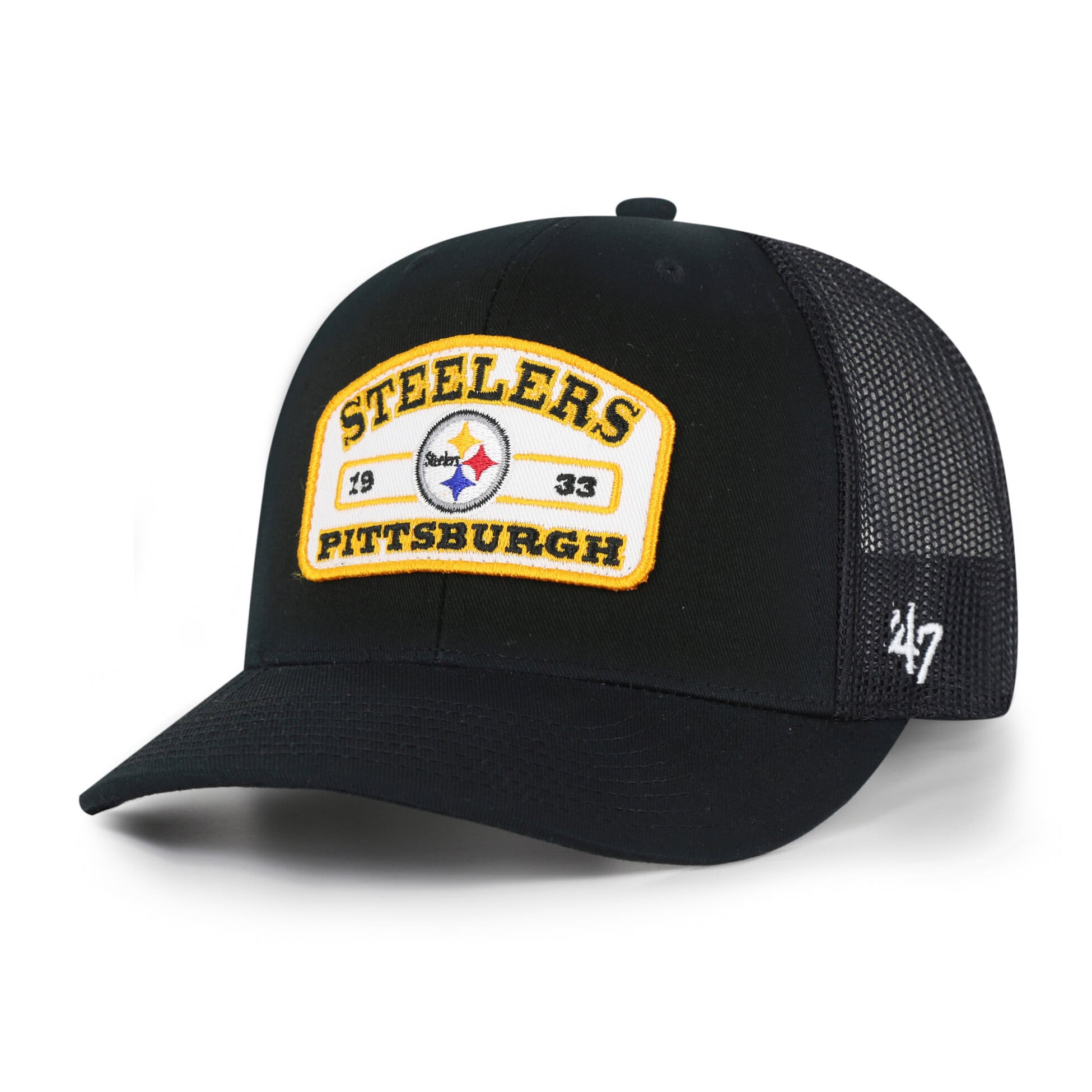 Men's '47 Black Pittsburgh Steelers Roadway Adjustable Trucker Hat