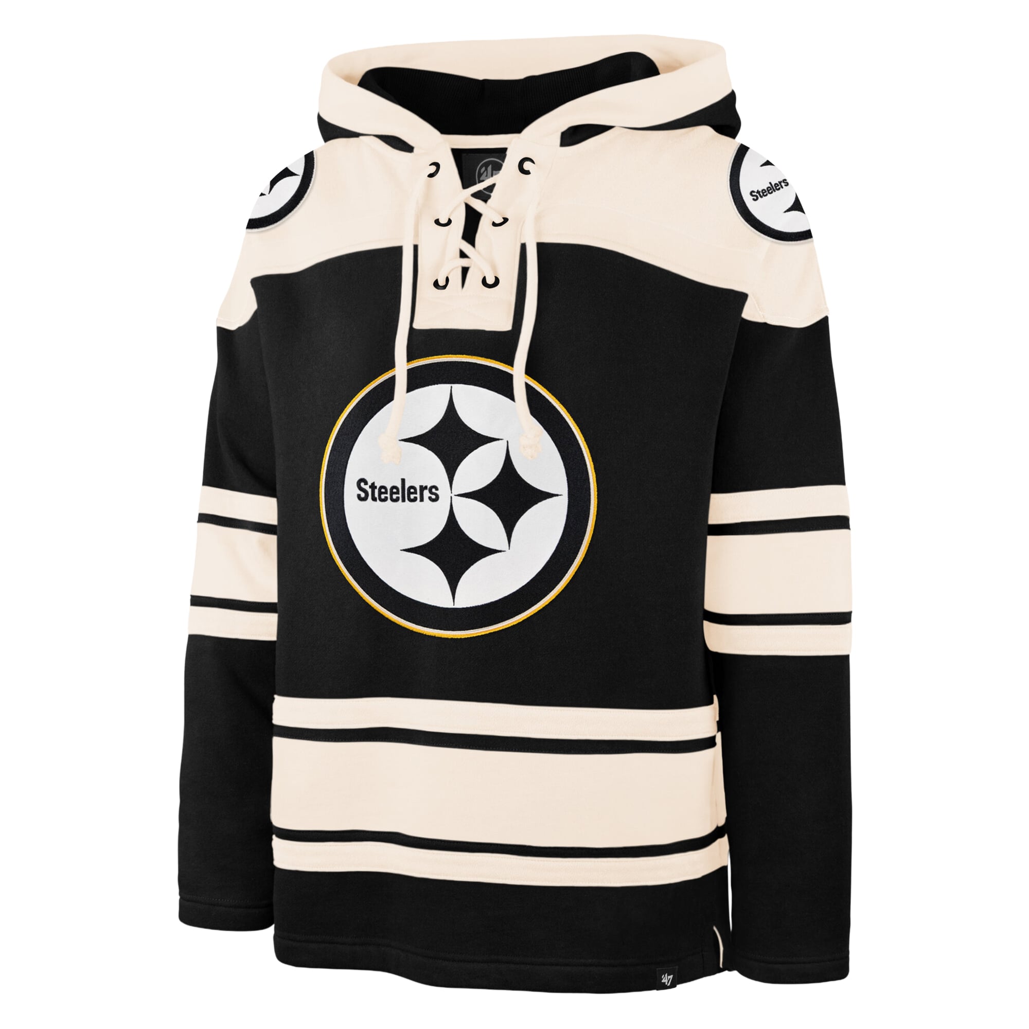 Sweat à capuche lacets Superior Lacer noir Pittsburgh Steelers '47 pour homme