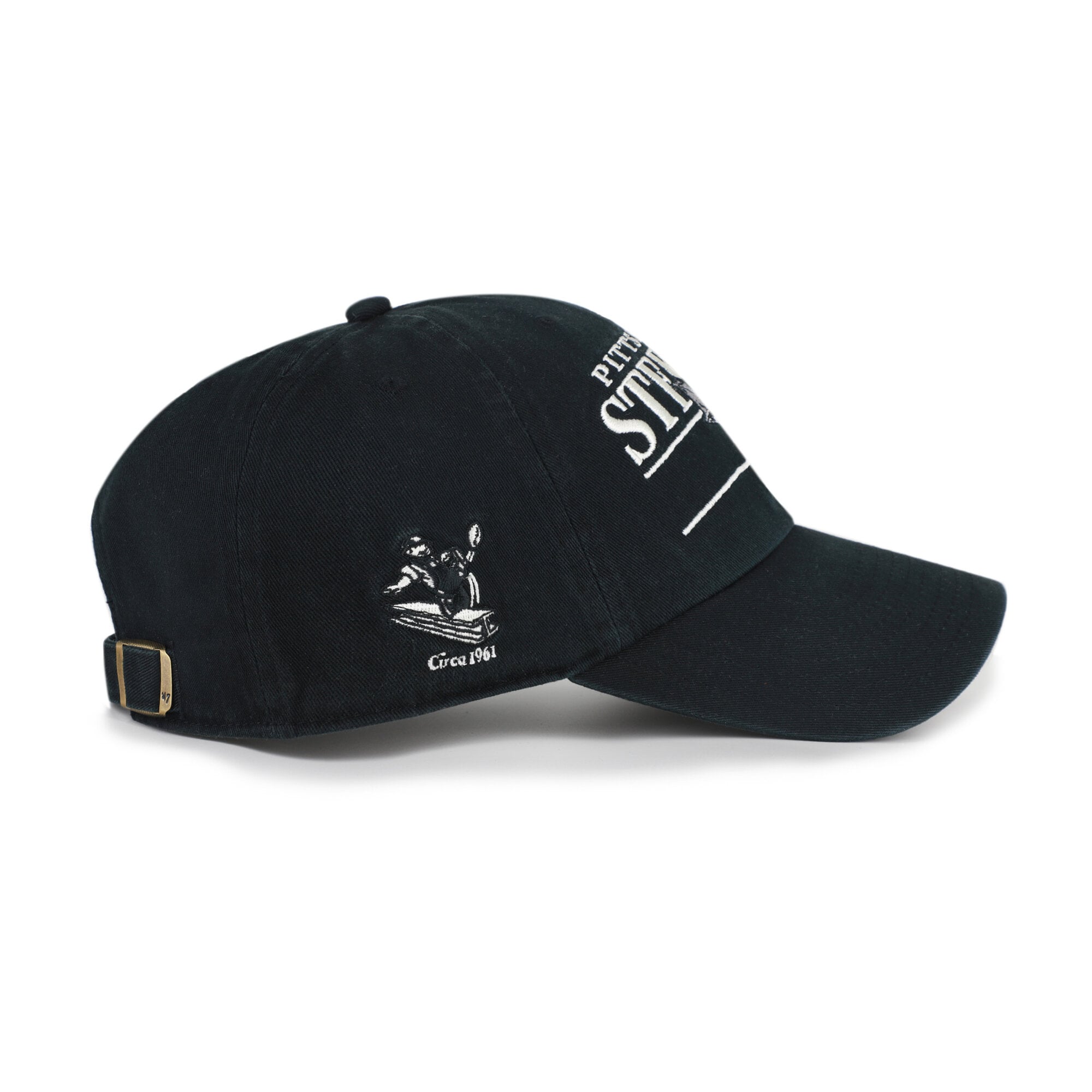 Men's '47 Black Pittsburgh Steelers Throwback Graphic Clean Up Adjustable Hat