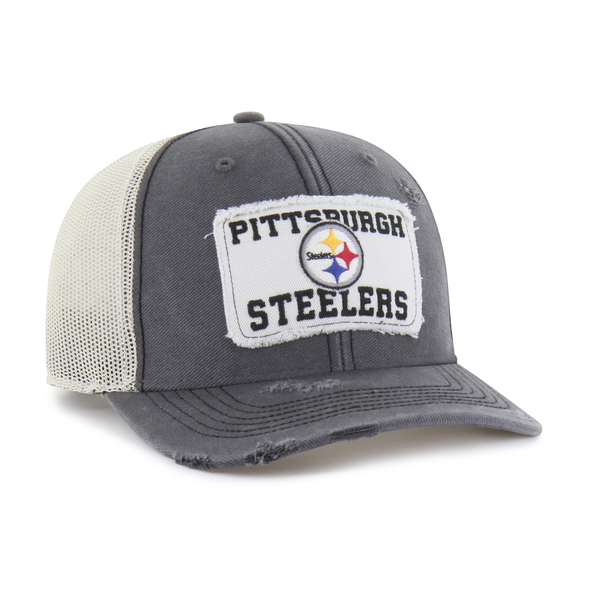 Men's '47 Charcoal Pittsburgh Steelers Egremont Well-Worn Adjustable Trucker Hat