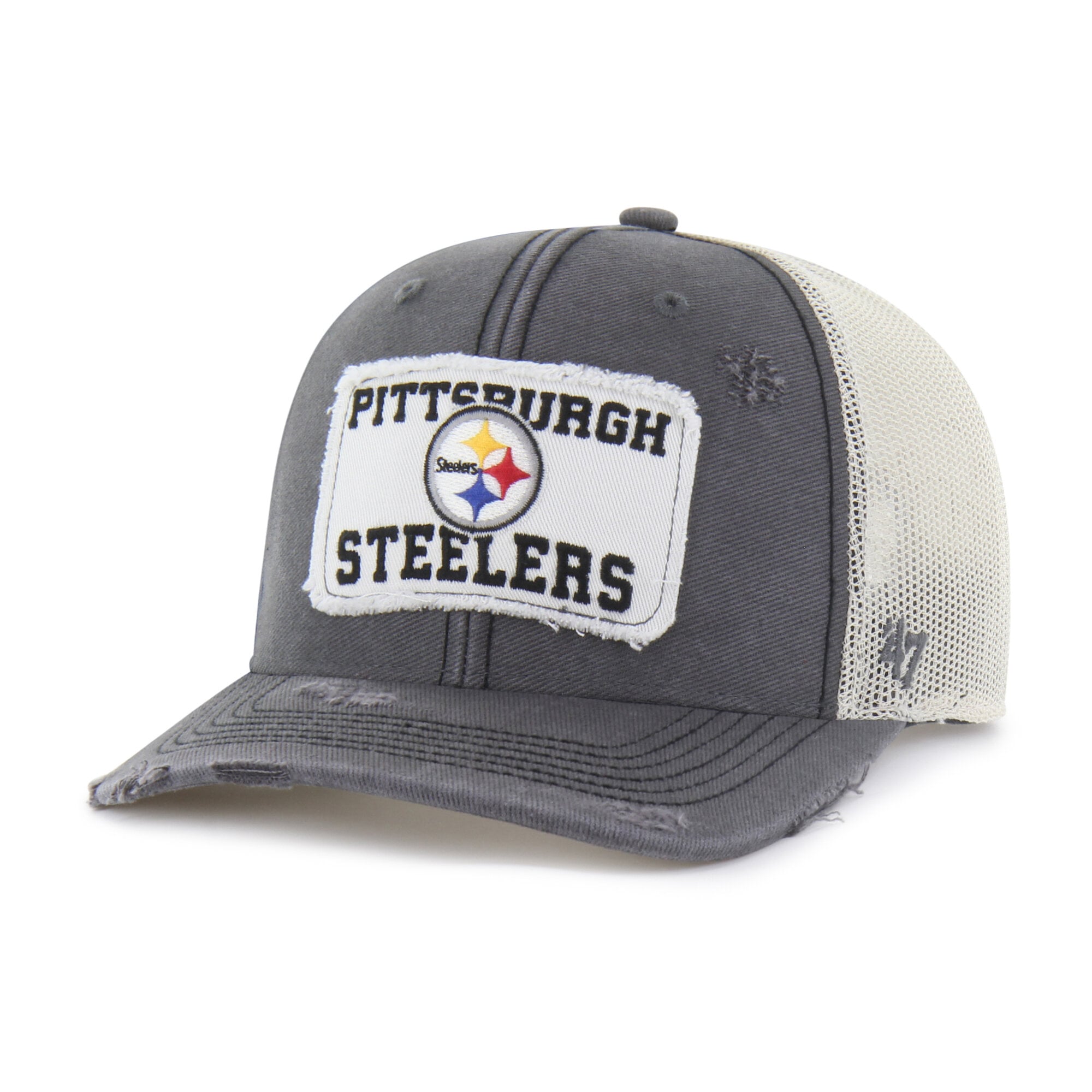 Men's '47 Charcoal Pittsburgh Steelers Egremont Well-Worn Adjustable Trucker Hat