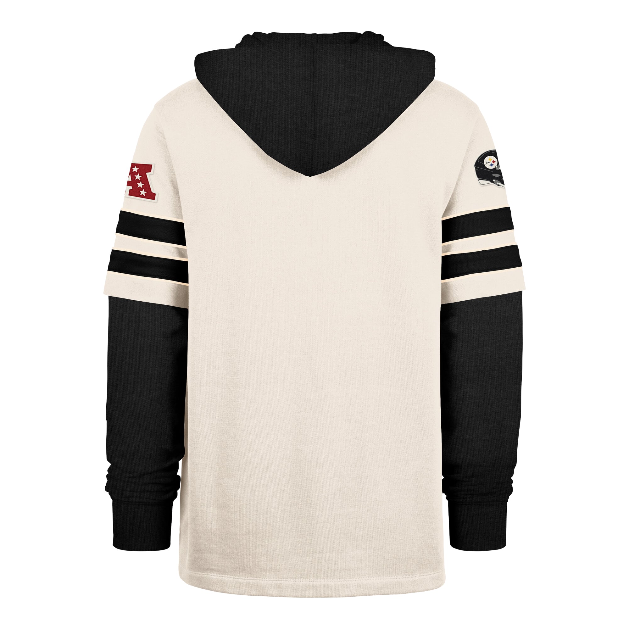 Men's '47  Cream Pittsburgh Steelers Split Zone Cornerback Duo Lacer Hoodie
