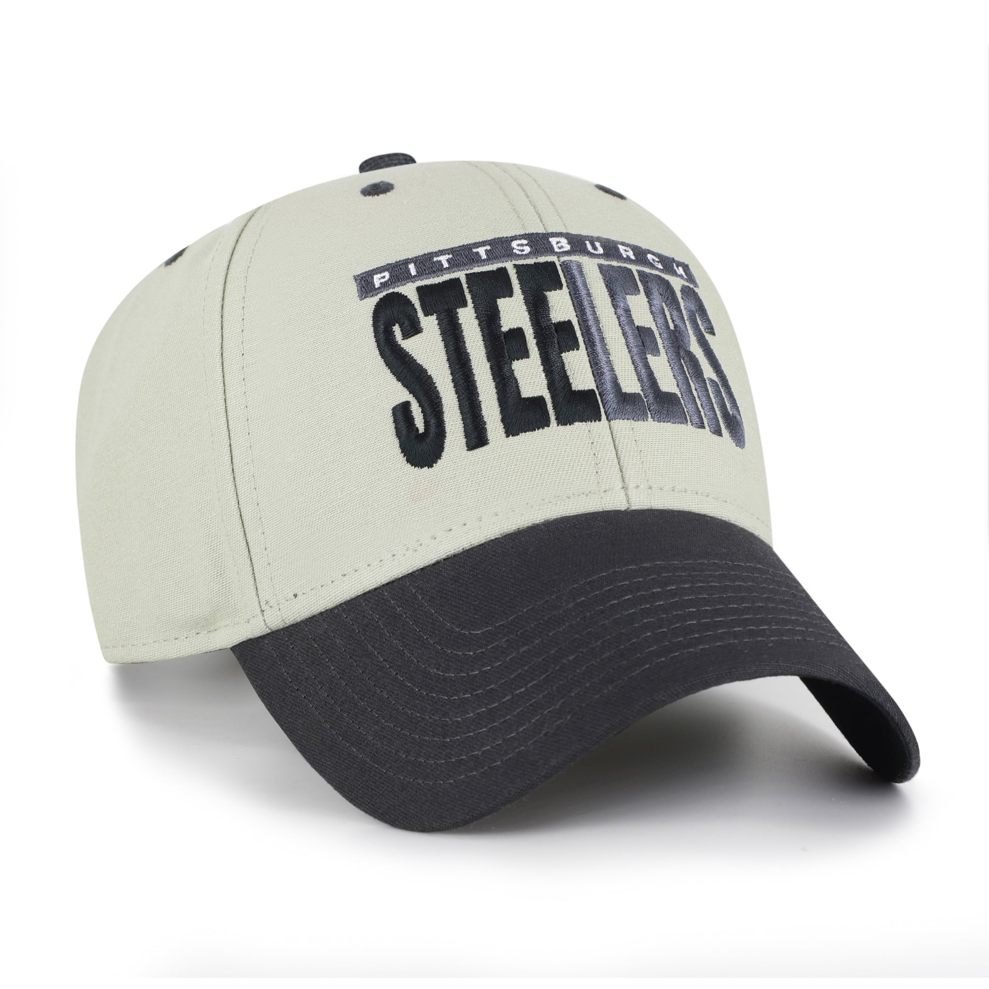 Men's '47 Gray/Black Pittsburgh Steelers Half Block Text MVP Adjustable Hat