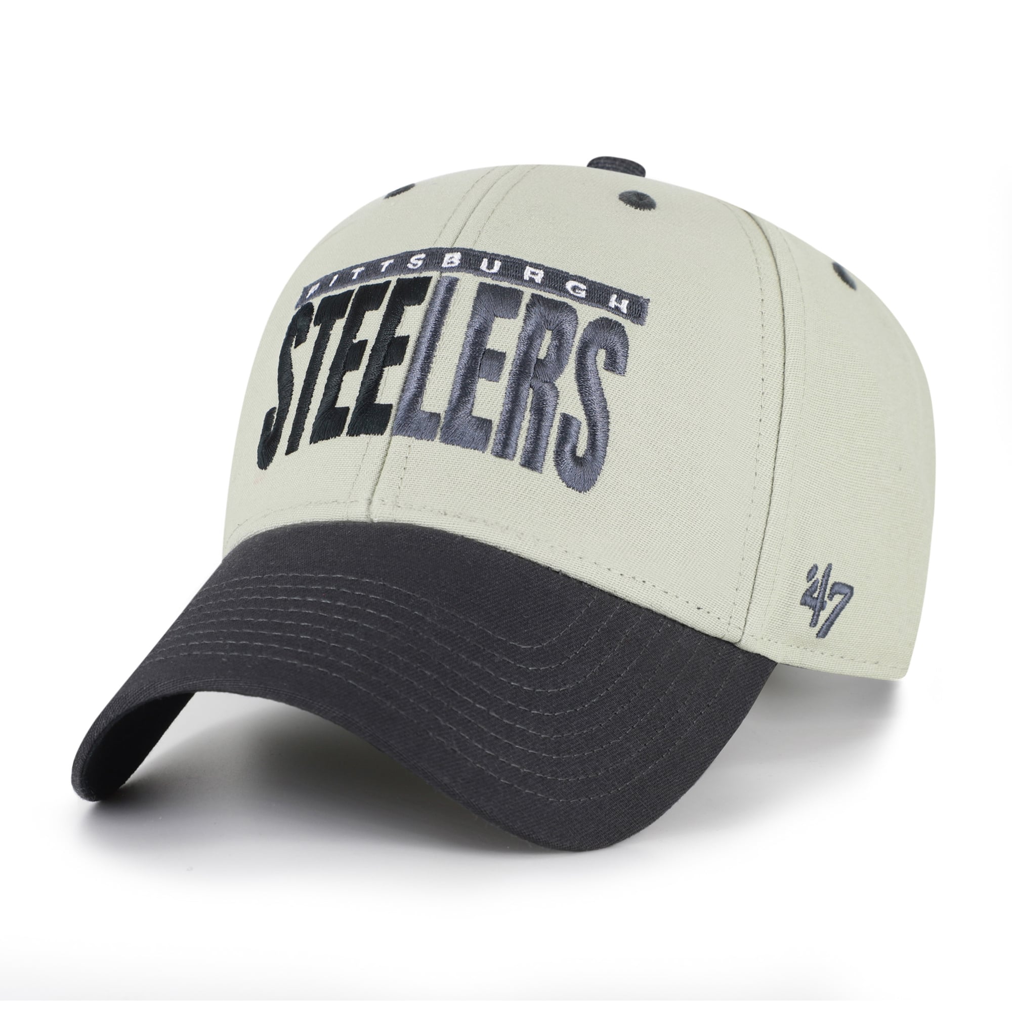 Men's '47 Gray/Black Pittsburgh Steelers Half Block Text MVP Adjustable Hat