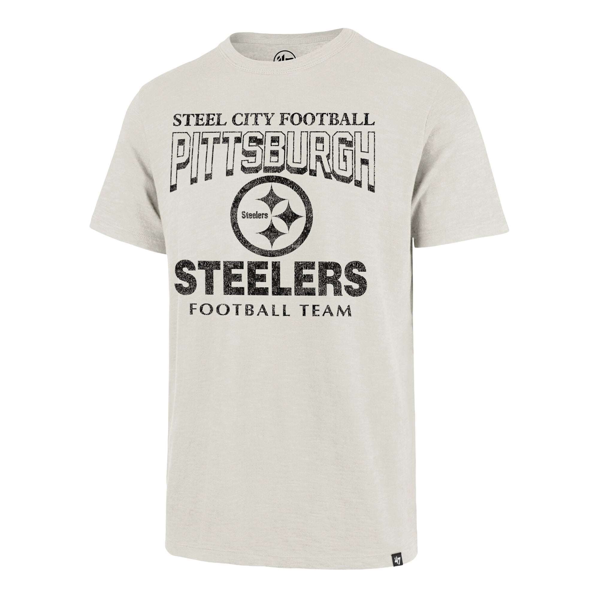 Men's '47  Natural Pittsburgh Steelers Head On Scrum Slub T-Shirt