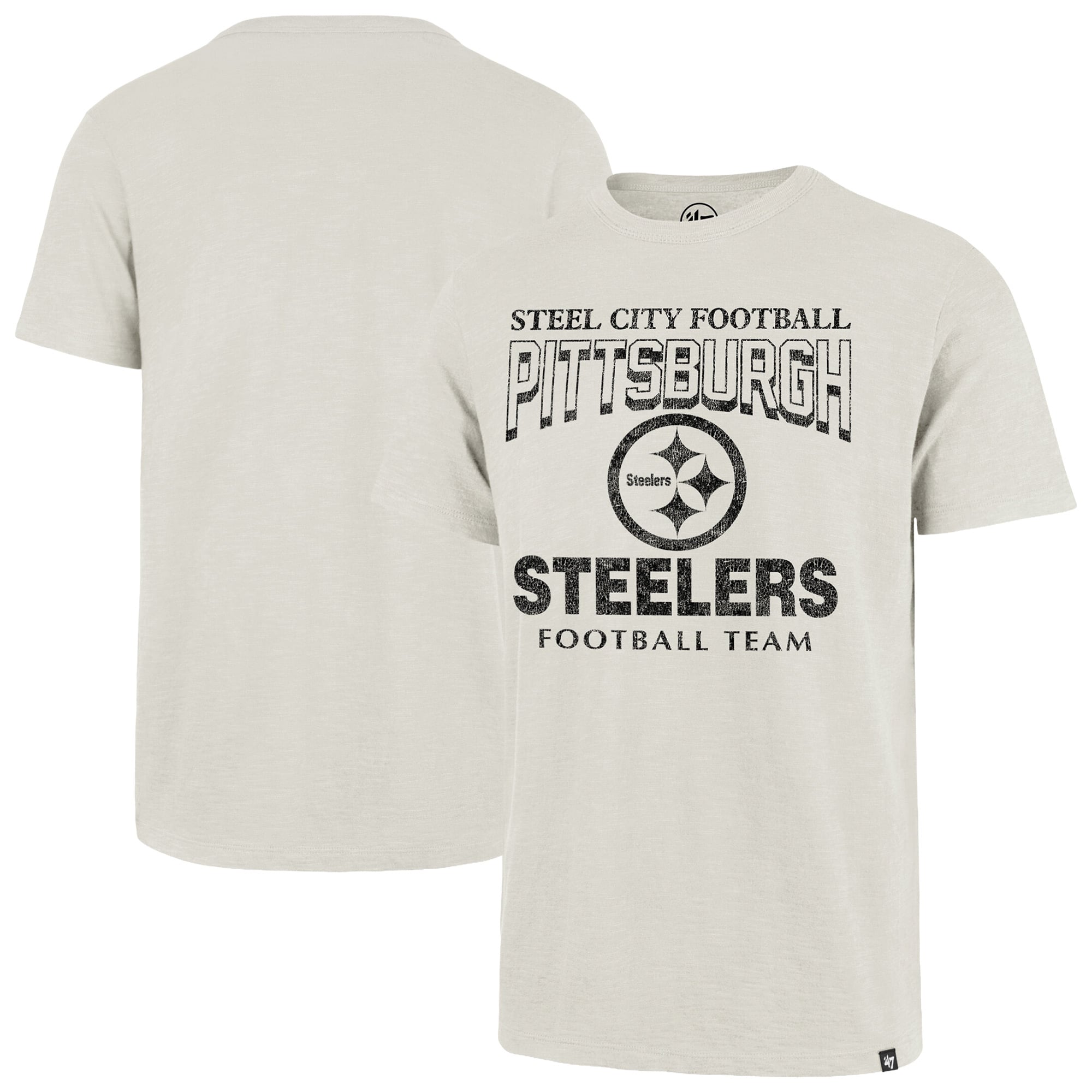 Men's '47 Natural Pittsburgh Steelers Head On Scrum Slub T-Shirt