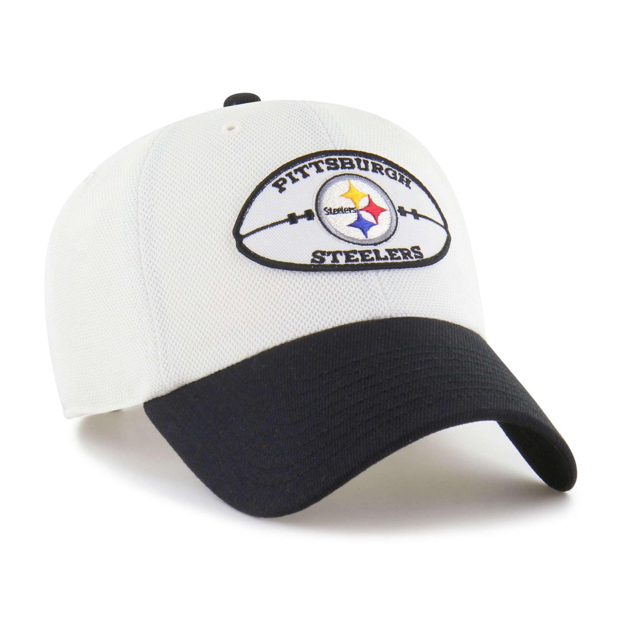 Men's '47 White/Black Pittsburgh Steelers Pique Patch Clean Up Adjustable Hat