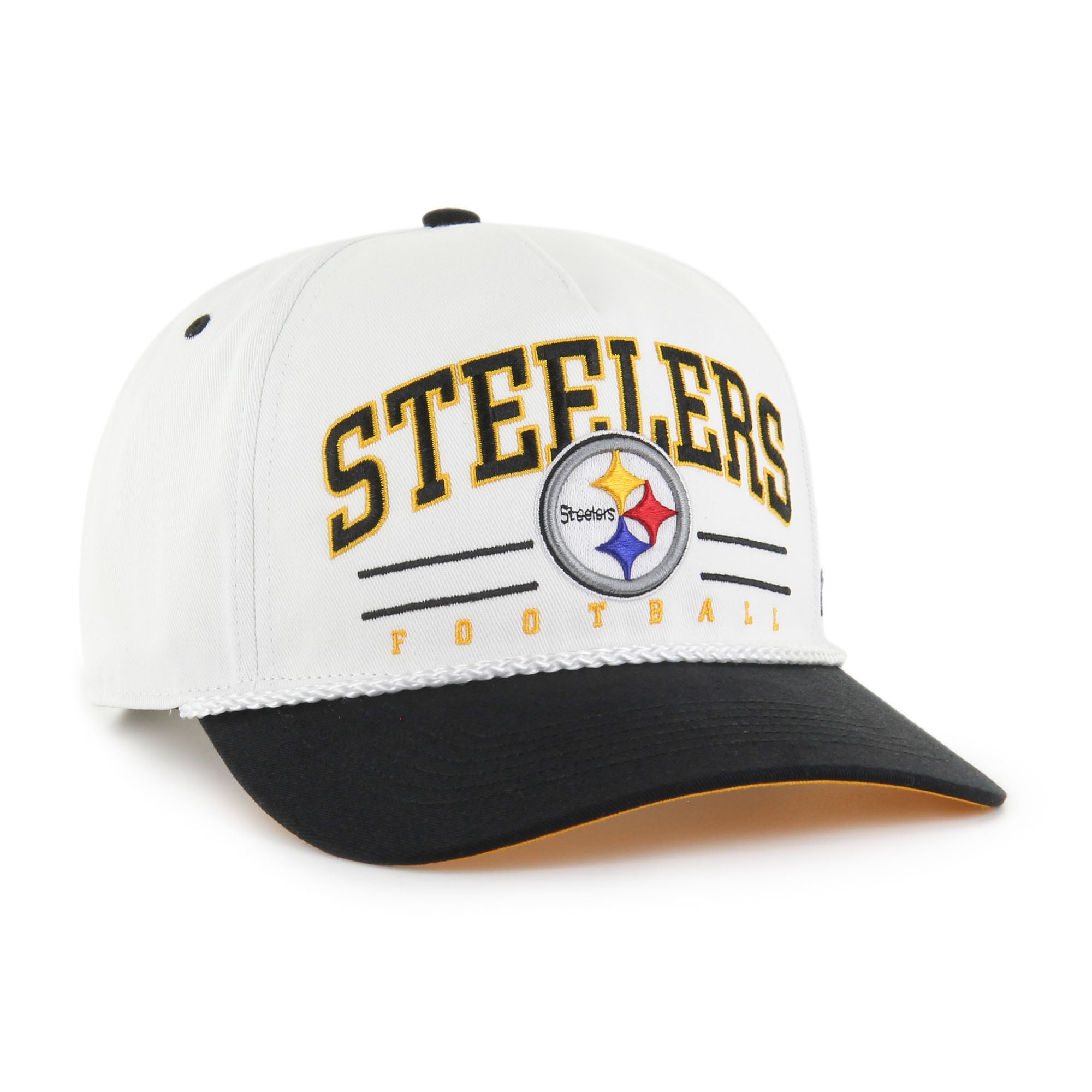 Men's '47 White/Black Pittsburgh Steelers Roscoe Two-Toned Hitch Adjustable Hat