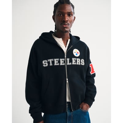 Pittsburgh Steelers Abercrombie & Fitch  Fleece Full-Zip Hoodie - Black
