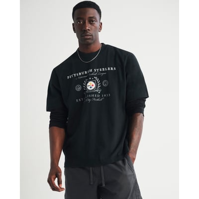 Pittsburgh Steelers Abercrombie & Fitch Premium Heavyweight T-Shirt - Black