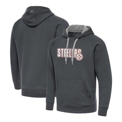 Pittsburgh Steelers Antigua Woodland Camo Victory Hoodie - Charcoal