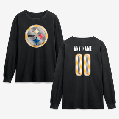 Pittsburgh Steelers  Forged Mascot Personalized Name & Number Long Sleeve T-Shirt - Black
