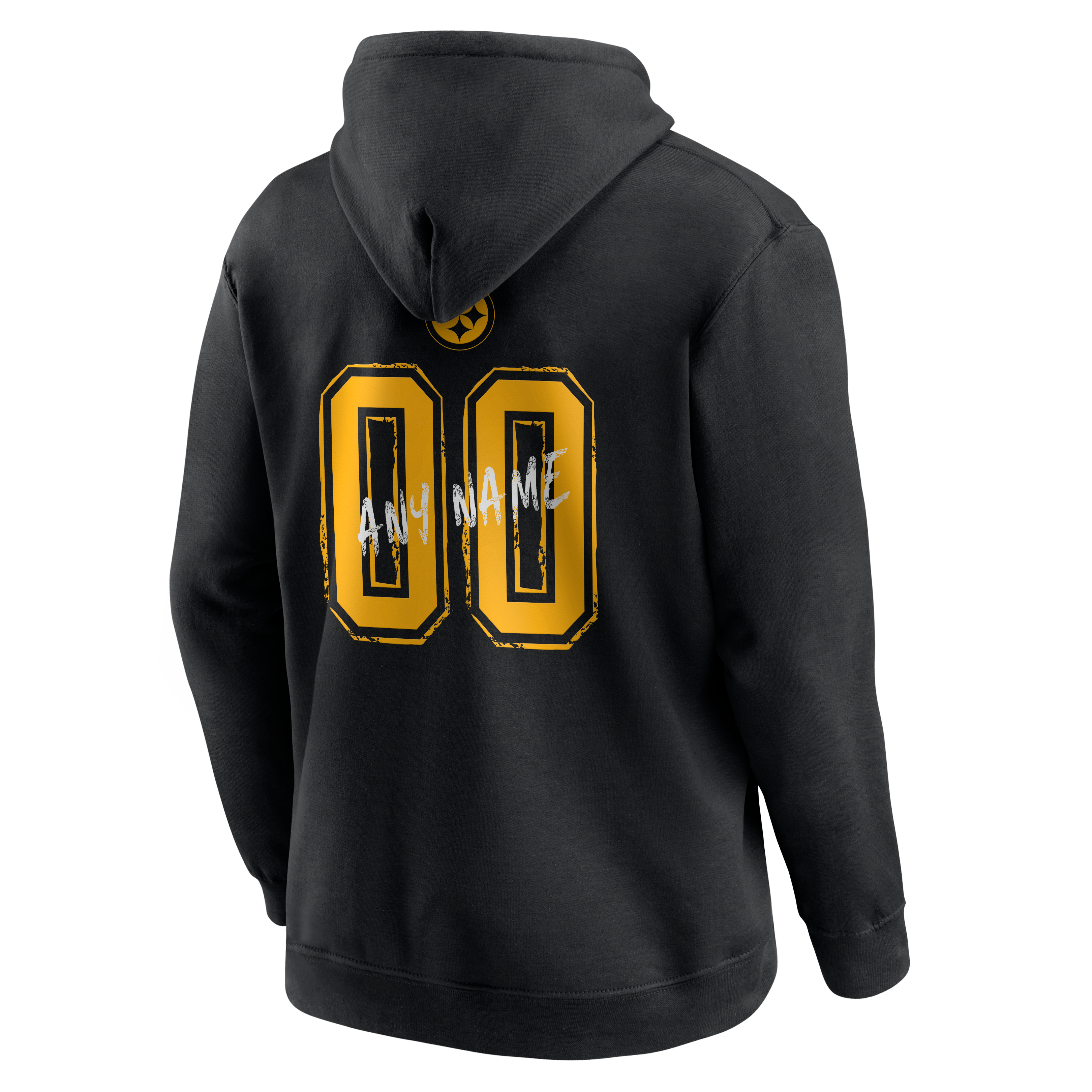 Men's Black Pittsburgh Steelers Hustle Personalized Name & Number Hoodie
