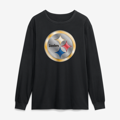 Pittsburgh Steelers  Metallic Mascot Long Sleeve T-Shirt - Black