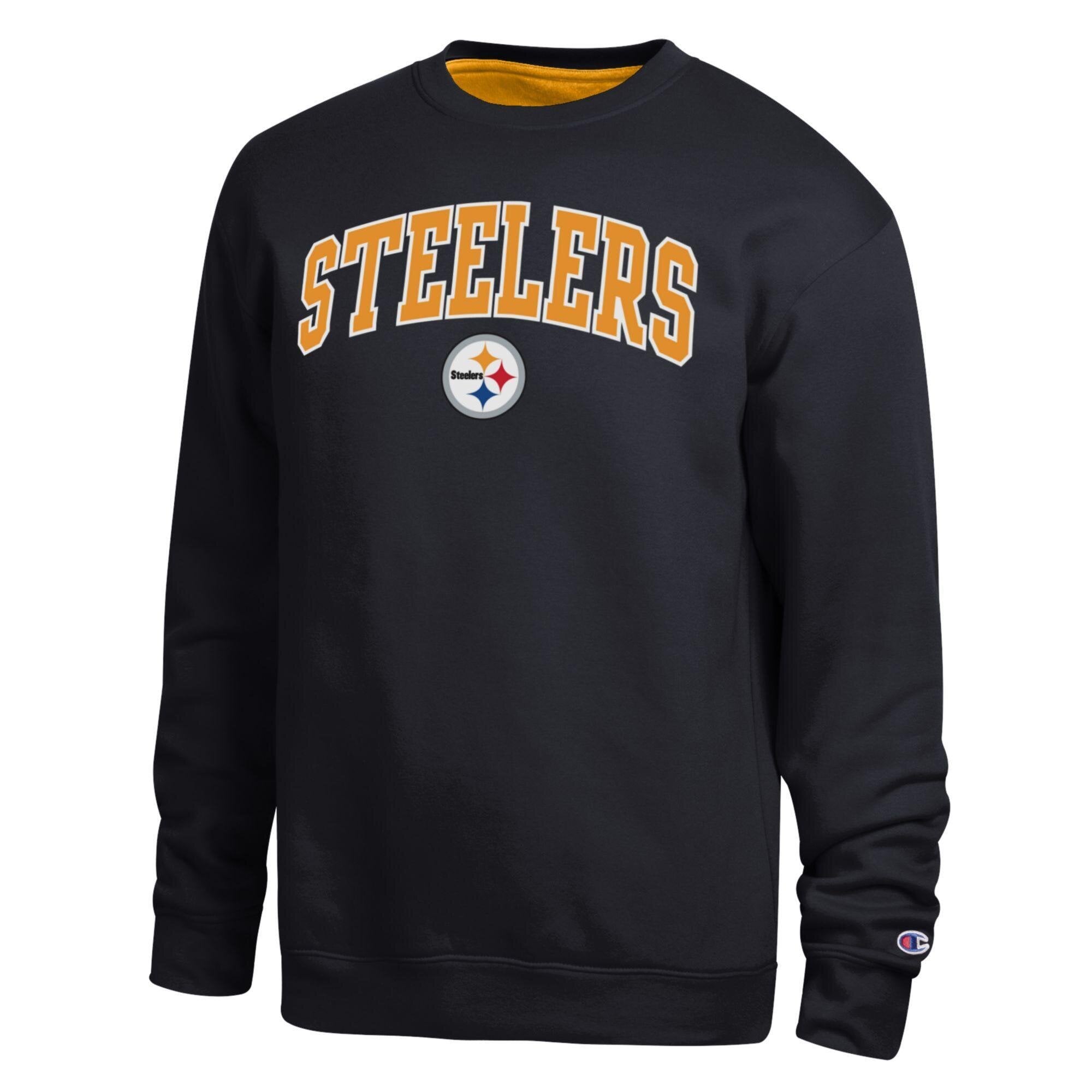 Sweat-shirt noir à doublure contrastée Champion pour homme, Pittsburgh Steelers