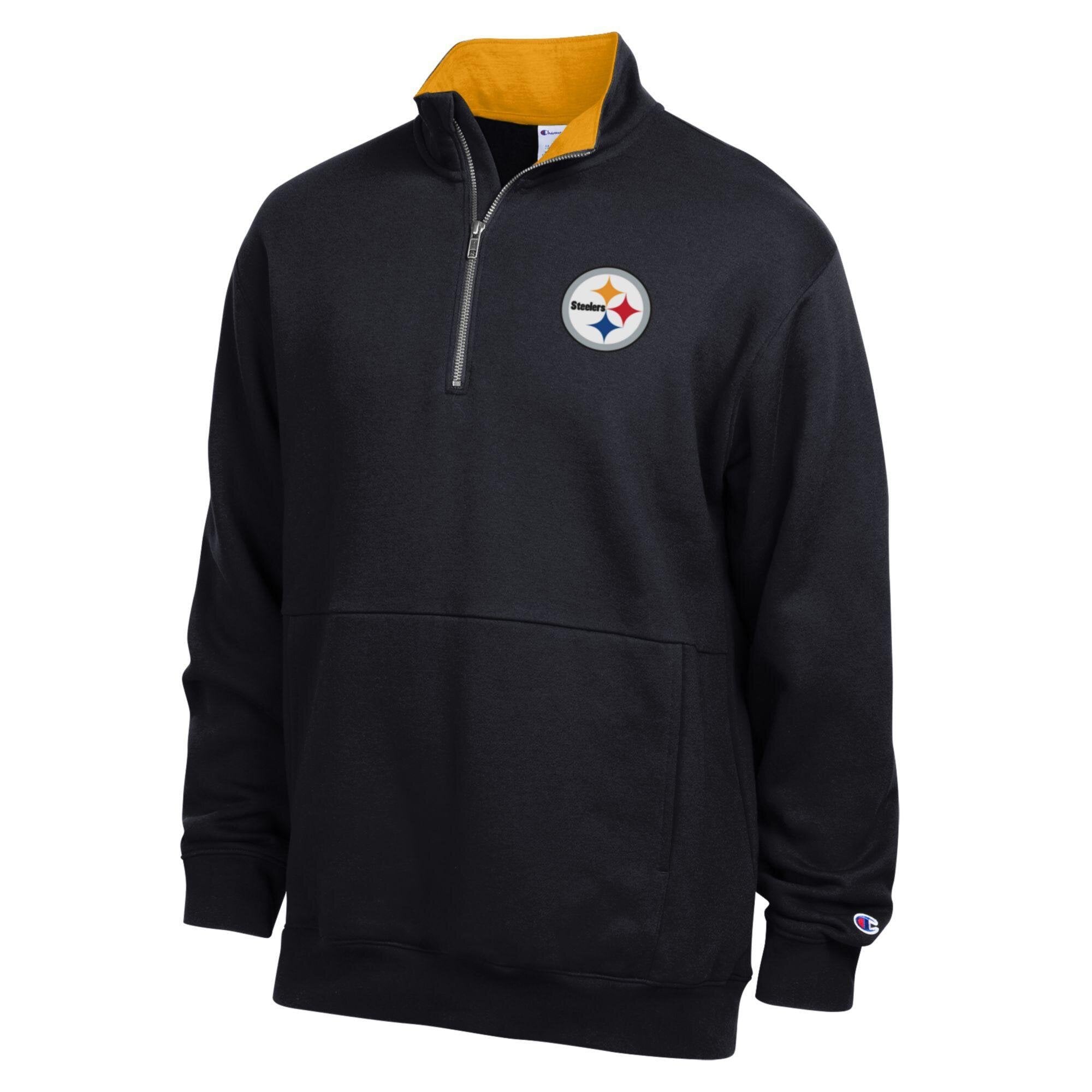Men's Champion Black/Gold Pittsburgh Steelers Fleece Quarter-Zip Pullover