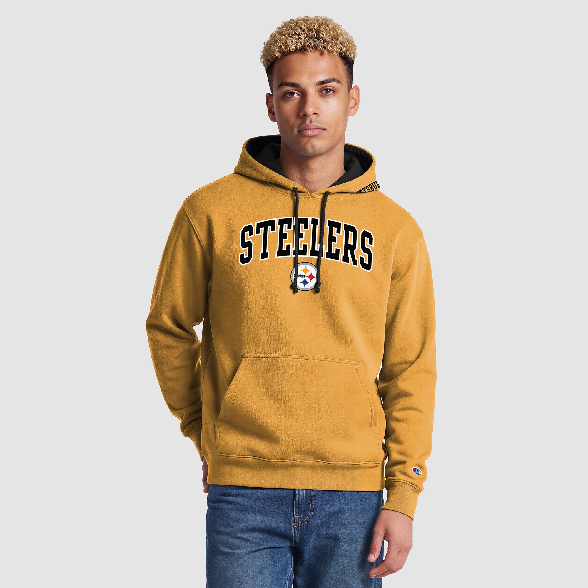 Sweat à capuche contrasté or/noir Pittsburgh Steelers pour homme de la marque Champion