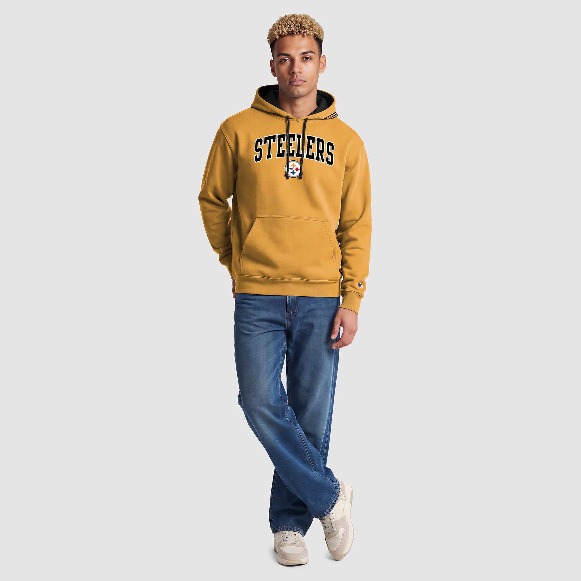 Sweat à capuche contrasté or/noir Pittsburgh Steelers pour homme de la marque Champion