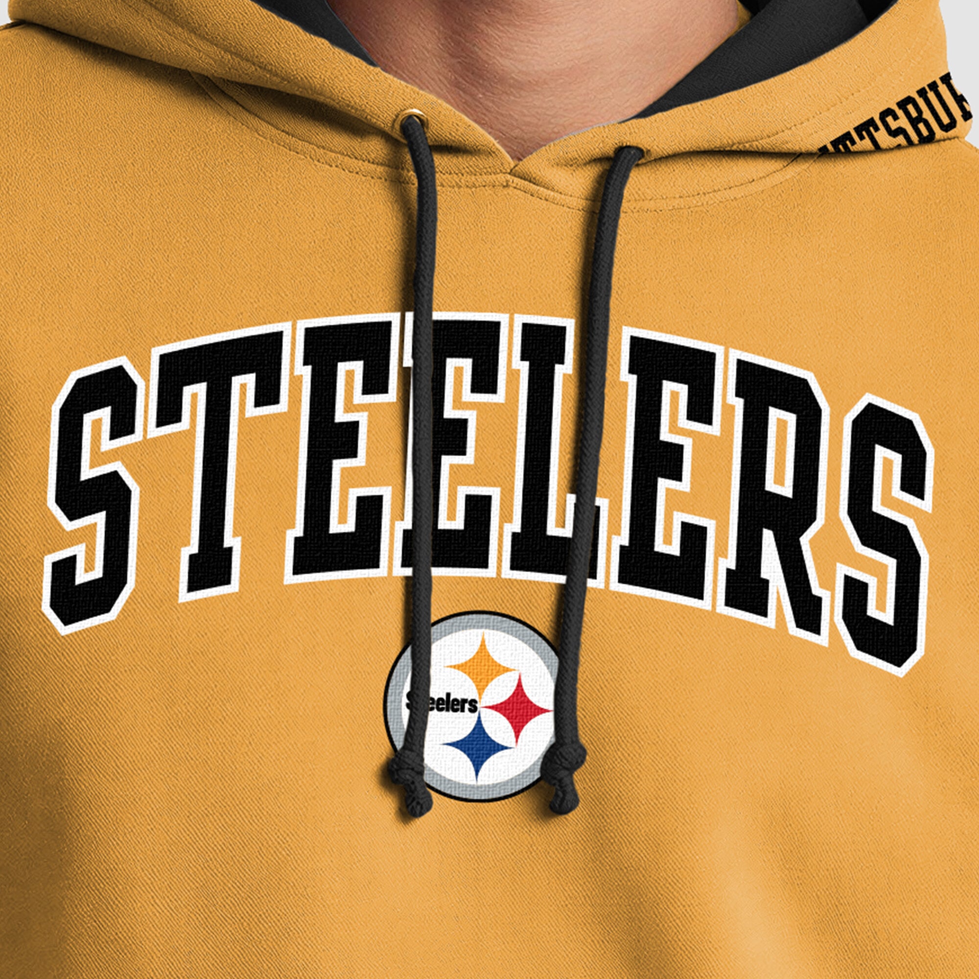 Sweat à capuche contrasté or/noir Pittsburgh Steelers pour homme de la marque Champion
