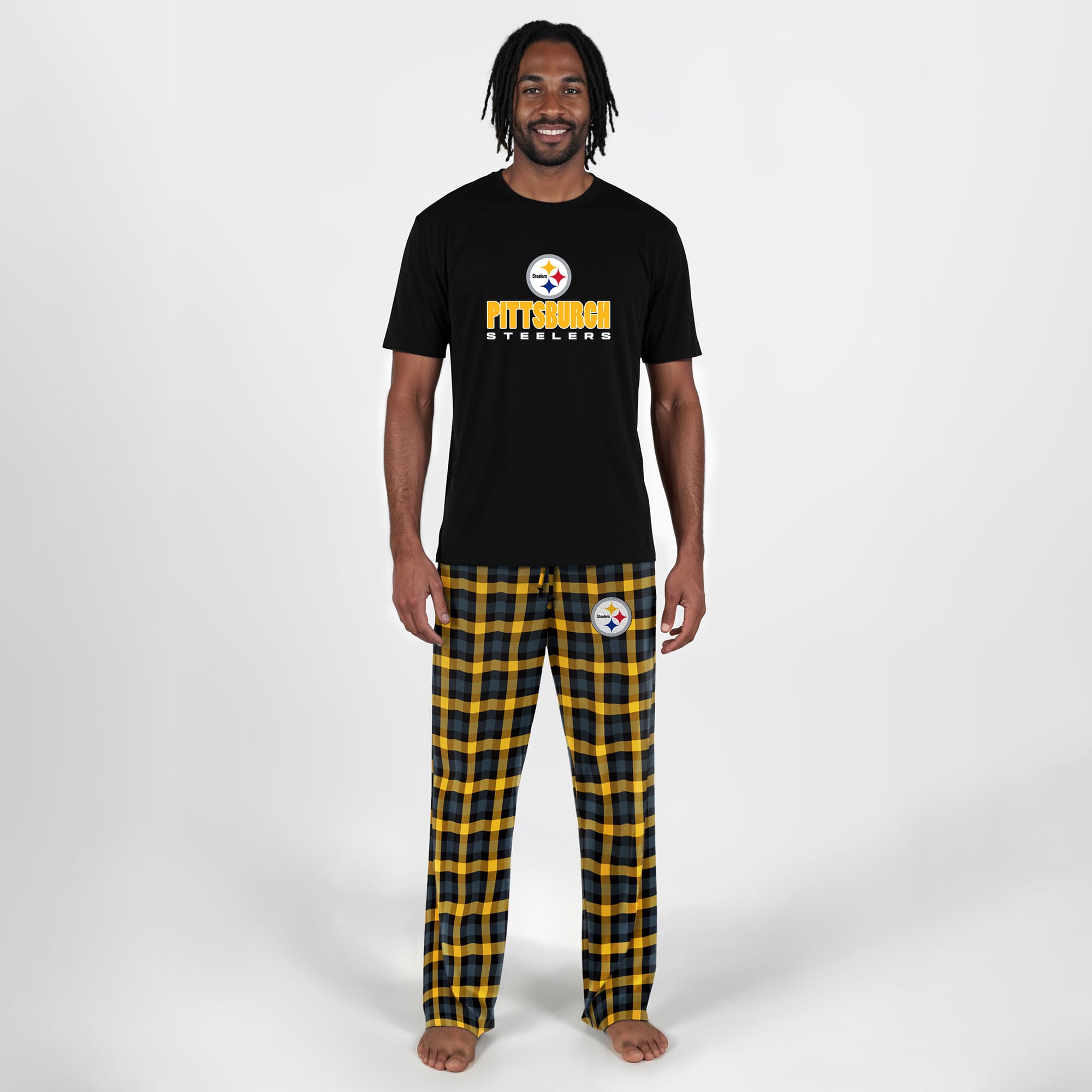 Men's Concepts Sport Black Pittsburgh Steelers Big & Tall Highland Sleep Set