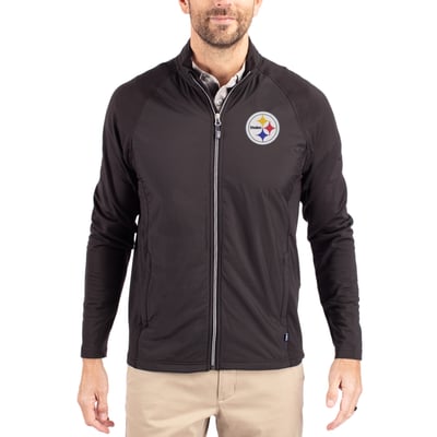 Pittsburgh Steelers Cutter & Buck Adapt Eco Knit Full-Zip Jacket - Black