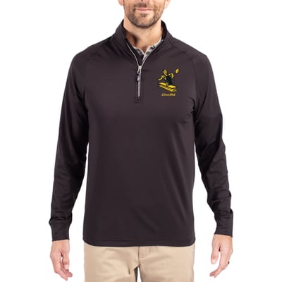 Pittsburgh Steelers Cutter & Buck Adapt Eco Knit Stretch Recycled Quarter-Zip Throwback Pullover Top - Black