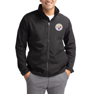  Pittsburgh Steelers Cutter & Buck  Charter Eco Recycled Full-Zip Jacket - Black
