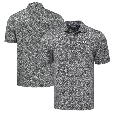 Pittsburgh Steelers Cutter & Buck Pike Eco Flora Print Polo - Black