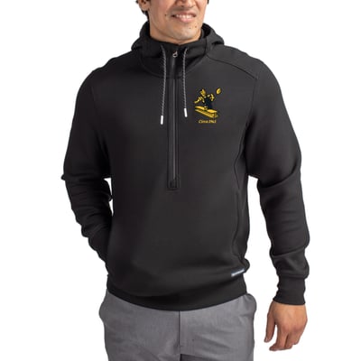 Pittsburgh Steelers Cutter & Buck Throwback Roam Eco Half-Zip Recycled Pullover Hoodie - Black
