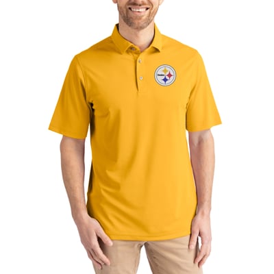 Pittsburgh Steelers Cutter & Buck  Virtue Eco Pique Tile Print Recycled Polo - Gold