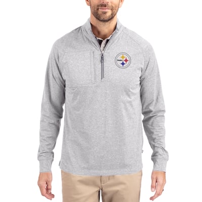 Pittsburgh Steelers Cutter & Buck  Adapt Eco Knit Quarter-Zip Pullover Top - Heather Gray
