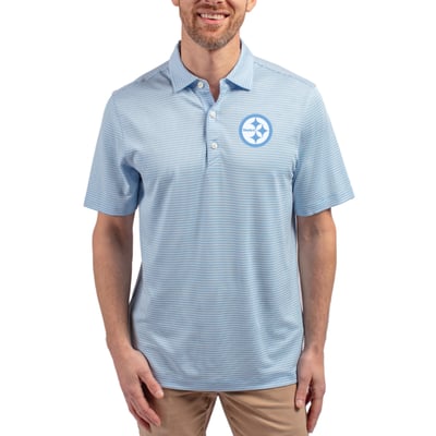 Pittsburgh Steelers Cutter & Buck Forge Eco Double Stripe Stretch Recycled Polo - Powder Blue