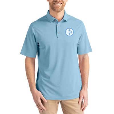 Pittsburgh Steelers Cutter & Buck Virtue Eco Pique Recycled Polo - Powder Blue