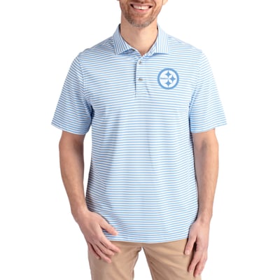 Pittsburgh Steelers Cutter & Buck Virtue Eco Pique Stripe Recycled Polo - Powder Blue