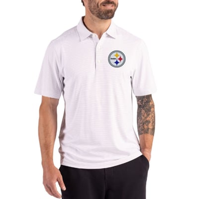 Pittsburgh Steelers Cutter & Buck Forge Epic Confidence Fine Line Stripe Stretch Recycled Polo - White