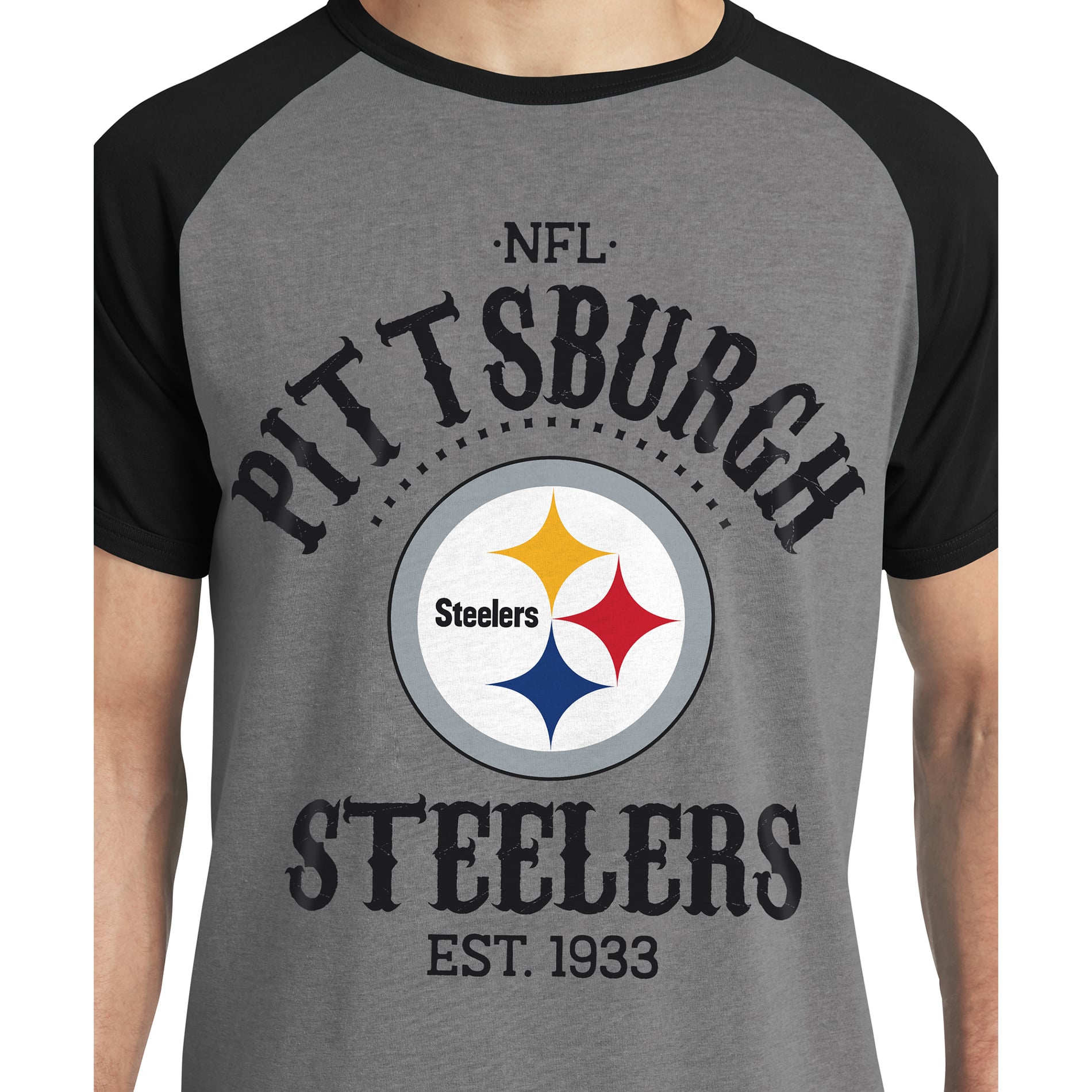 Men's Darius Rucker Collection by Fanatics Black Pittsburgh Steelers Raglan T-Shirt