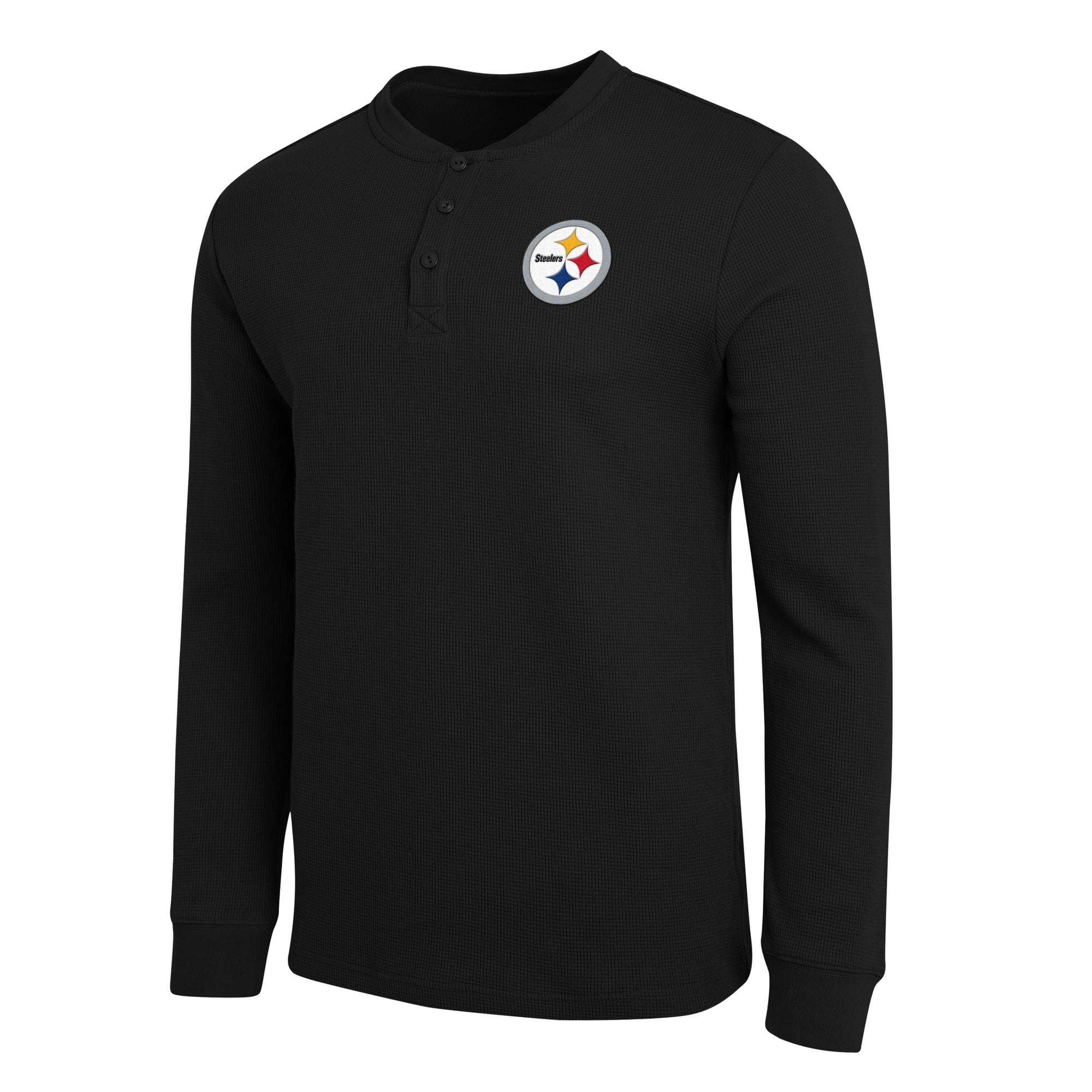 Collection Darius Rucker pour homme par Fanatics - T-shirt Henley à manches longues en maille gaufrée Pittsburgh Steelers noir