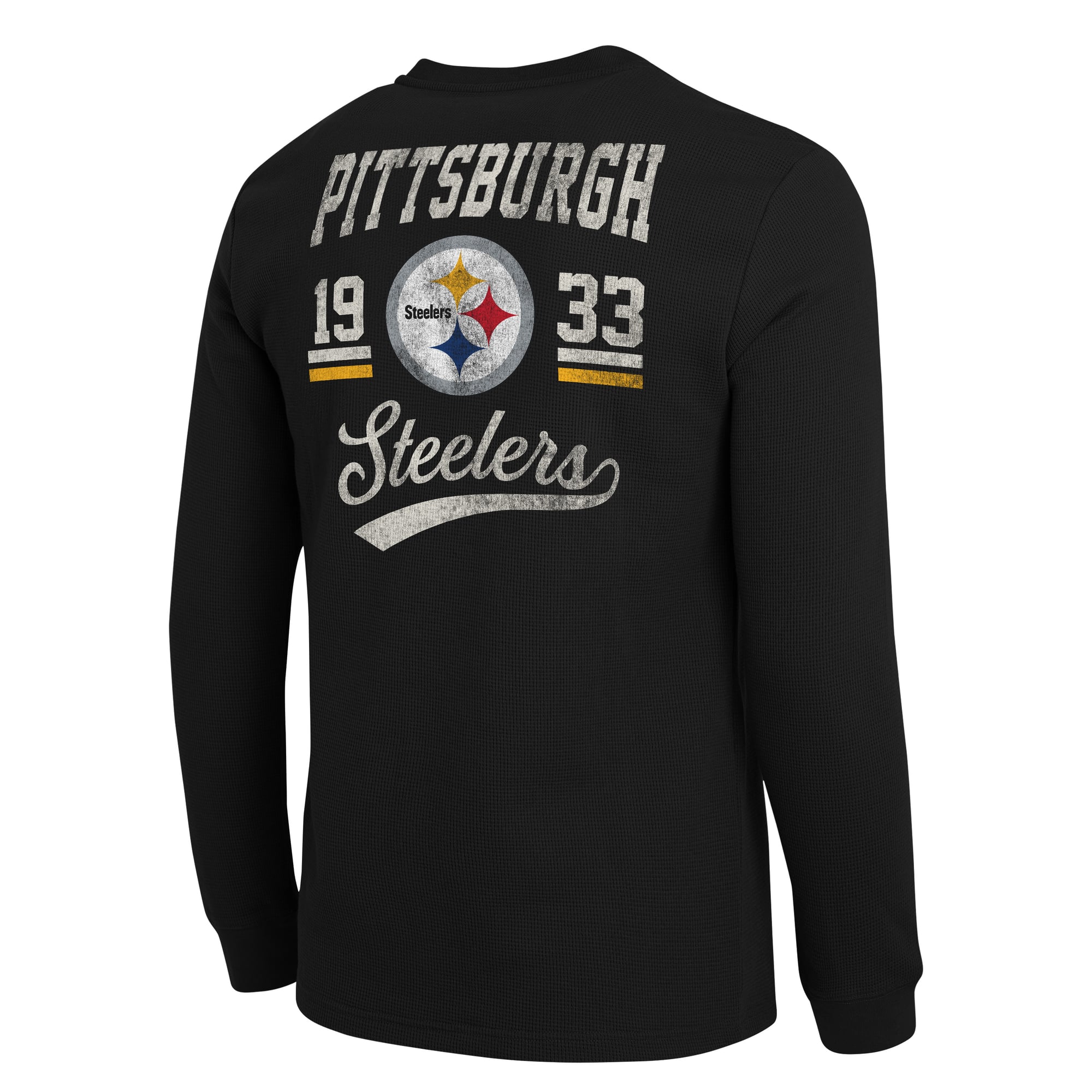 Collection Darius Rucker pour homme par Fanatics - T-shirt Henley à manches longues en maille gaufrée Pittsburgh Steelers noir