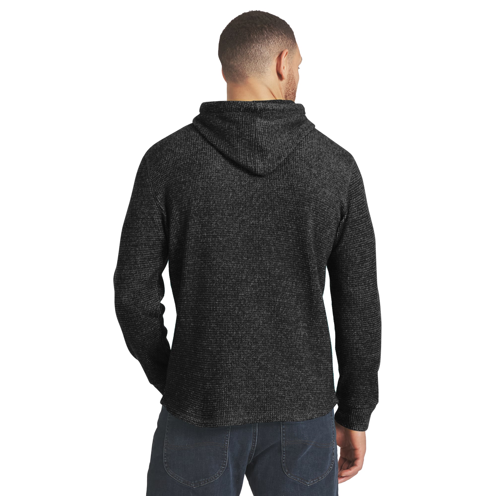Men's Darius Rucker Collection by Fanatics Black Pittsburgh Steelers Waffle Knit Hooded Tri-Blend Long Sleeve T-Shirt