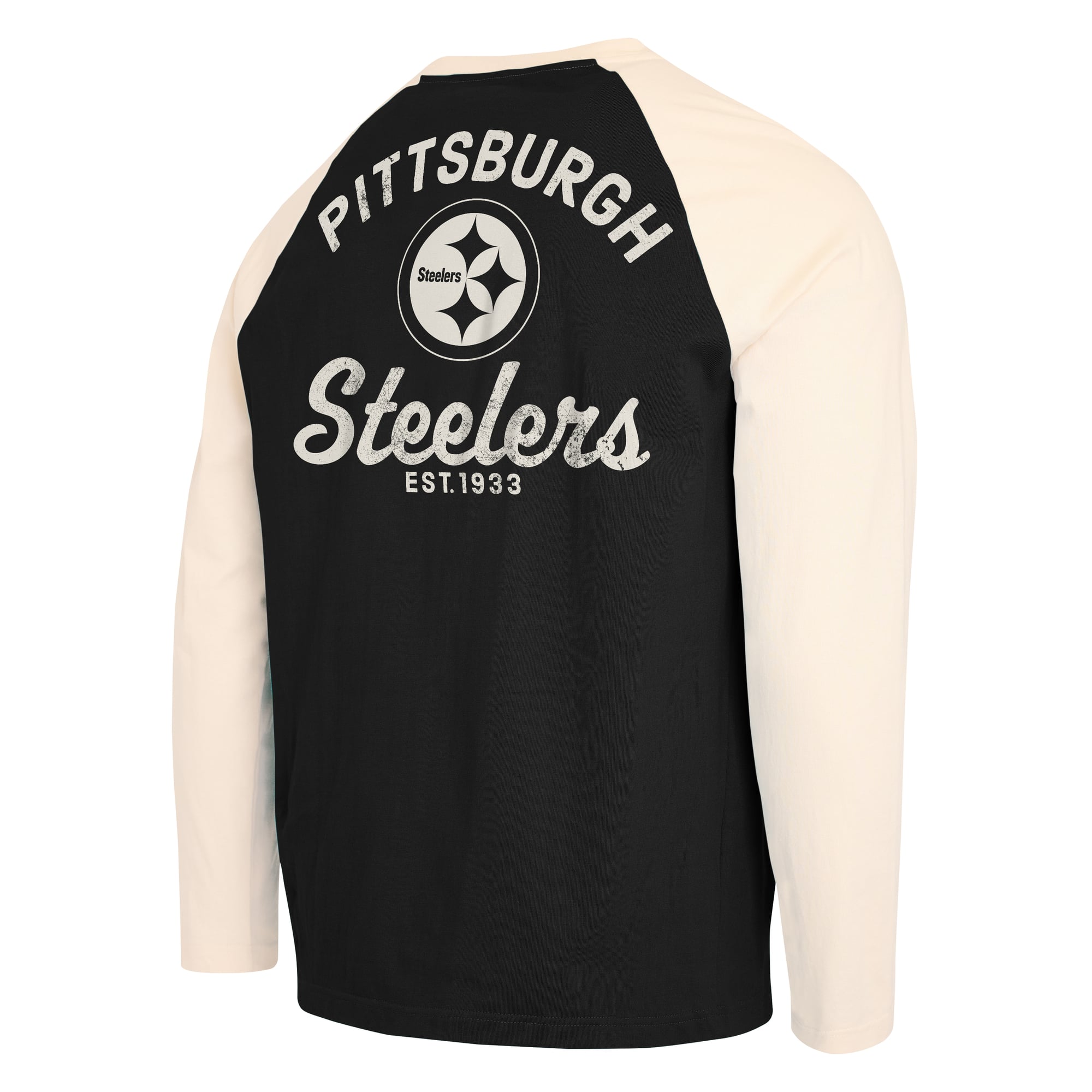 Men's Darius Rucker Collection by Fanatics Black/White Pittsburgh Steelers Henley Long Sleeve T-Shirt
