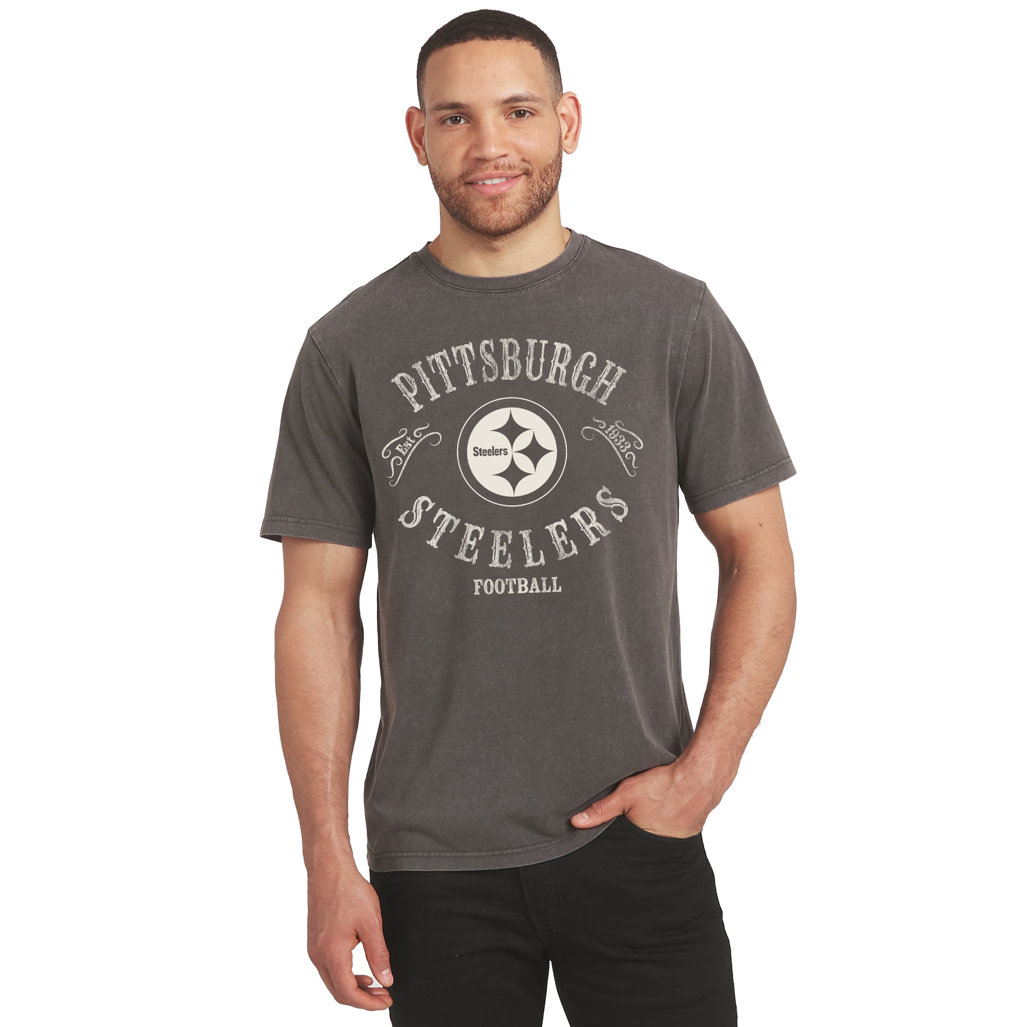 Men's Darius Rucker Collection by Fanatics Charcoal Pittsburgh Steelers Washed T-Shirt