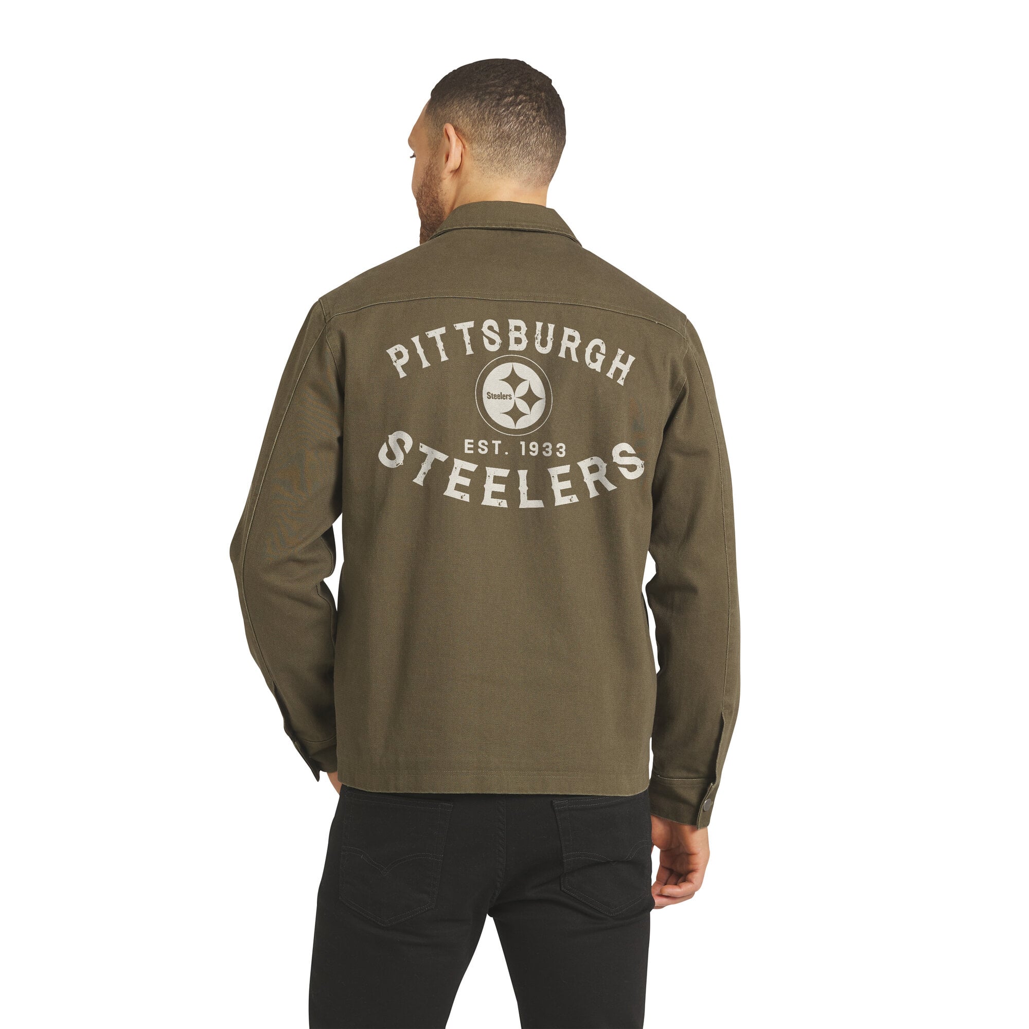 Men's Darius Rucker Collection by Fanatics Olive Pittsburgh Steelers Brushed Canvas Full-Zip Jacket