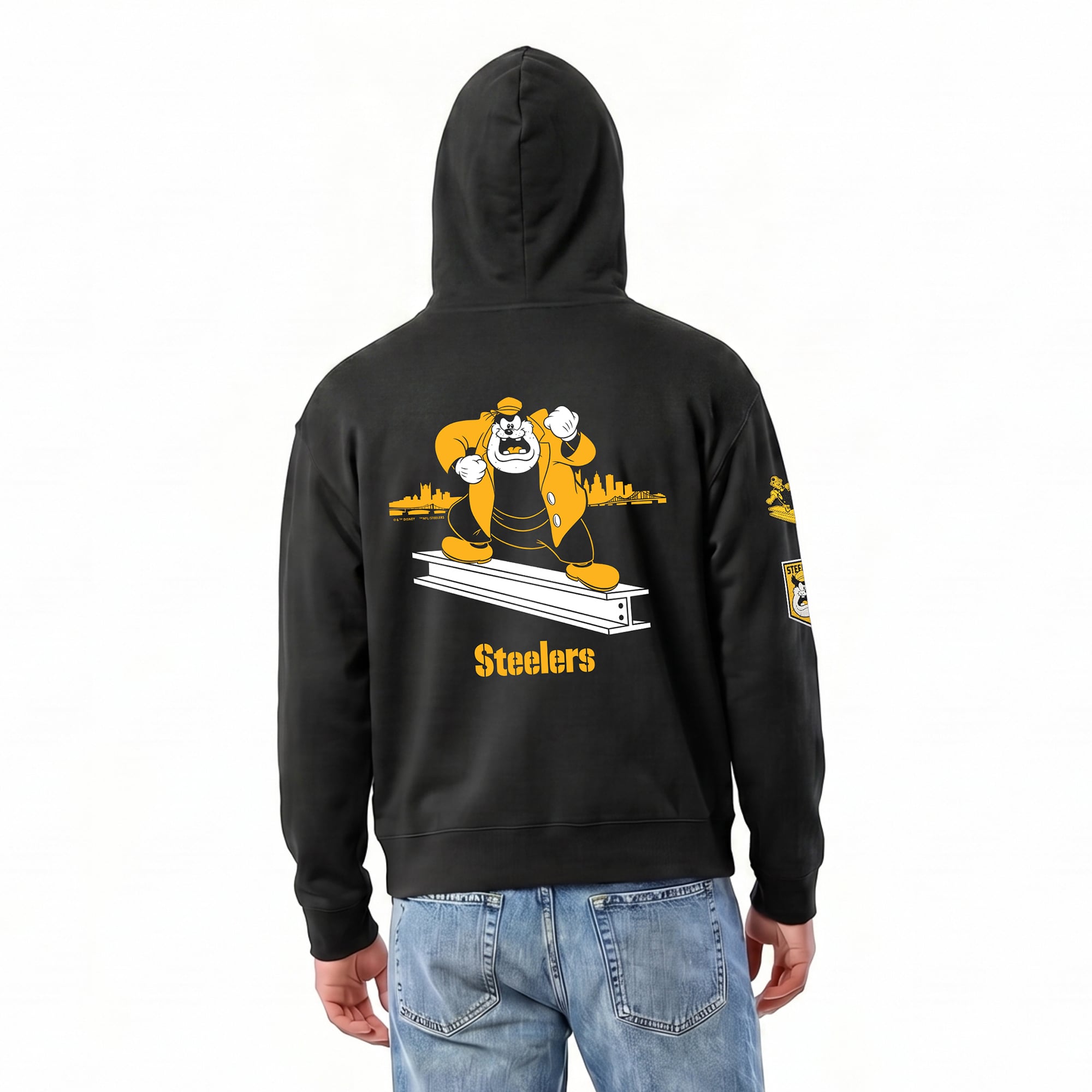 Men's Disney x Champion Black Pittsburgh Steelers Pete All-Star Full-Zip Hoodie