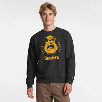 Pittsburgh Steelers Disney x Champion Pete Powerblend Sweatshirt - Black