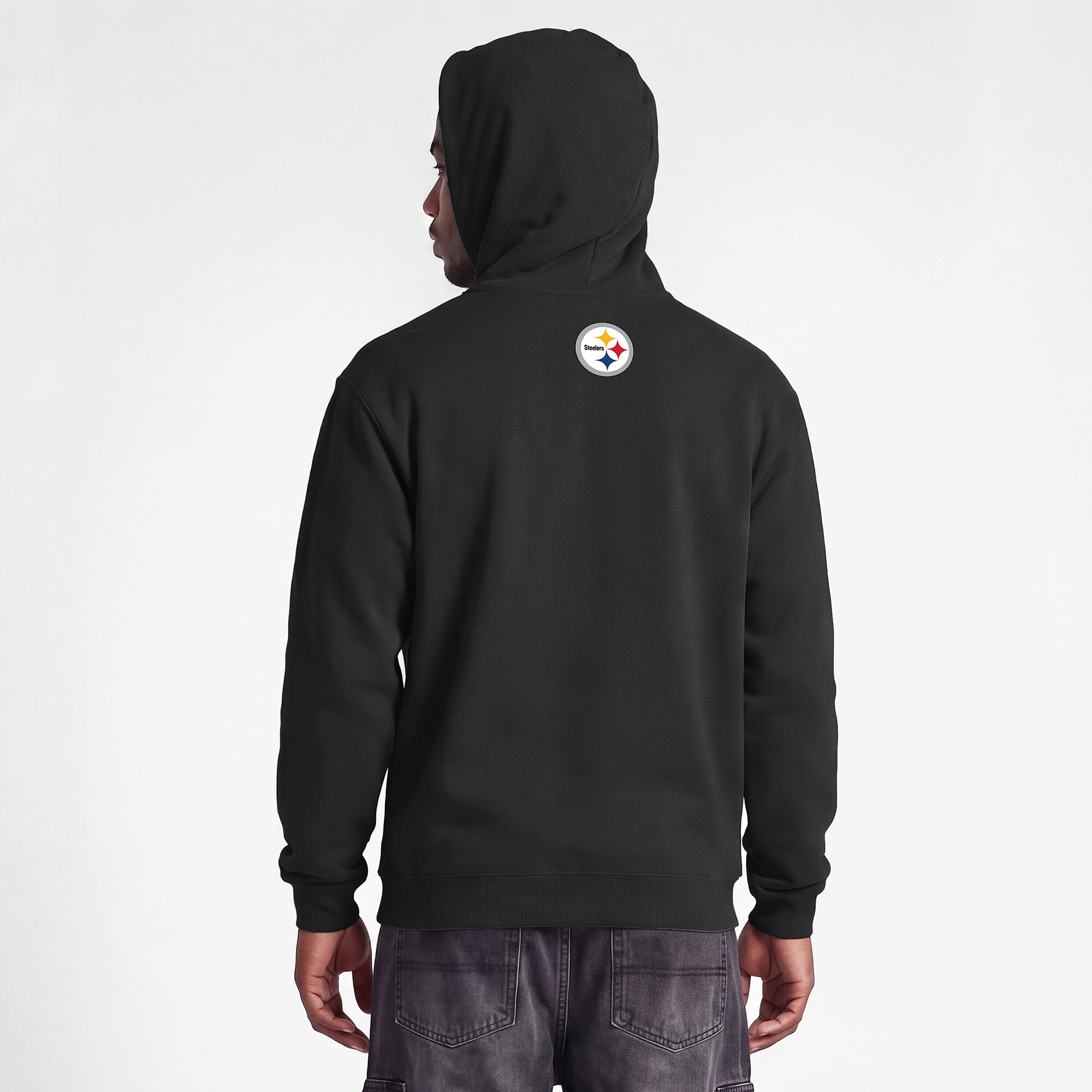 Sweat-shirt à capuche intégral noir Disney x Champion Pittsburgh Steelers Powerblend pour homme